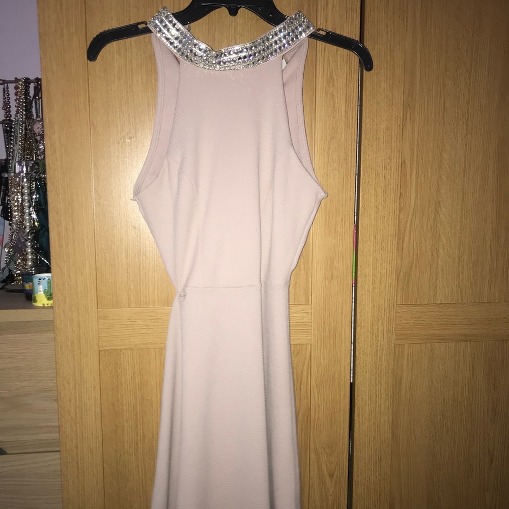 diamond choker nude a line dress